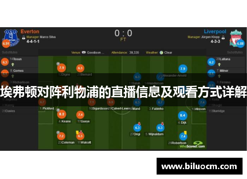 埃弗顿对阵利物浦的直播信息及观看方式详解