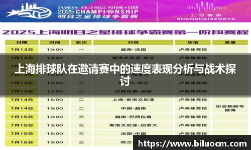 上海排球队在邀请赛中的速度表现分析与战术探讨